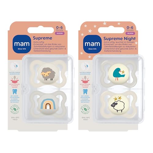 MAM Supreme Day&Night silikonske dude 0-6m x4 SVETLEČE