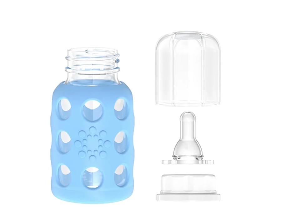LifeFactory Glasflasche mit Hülle 120 ml 3m+ Sauger 1