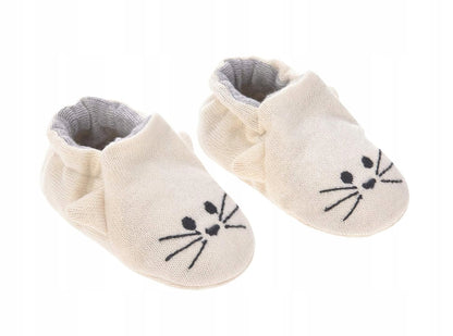 LASSIG Litle Chums Cat BUTY DLA NIEMOWLĄT z bawełny organicznej + worek, beżowe, 0-6 m