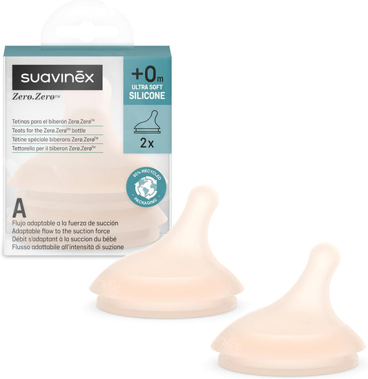 SUAVINEX Zero Zero ciuccio per biberon (A) Flusso Adattabile 0m+ x2 "O"