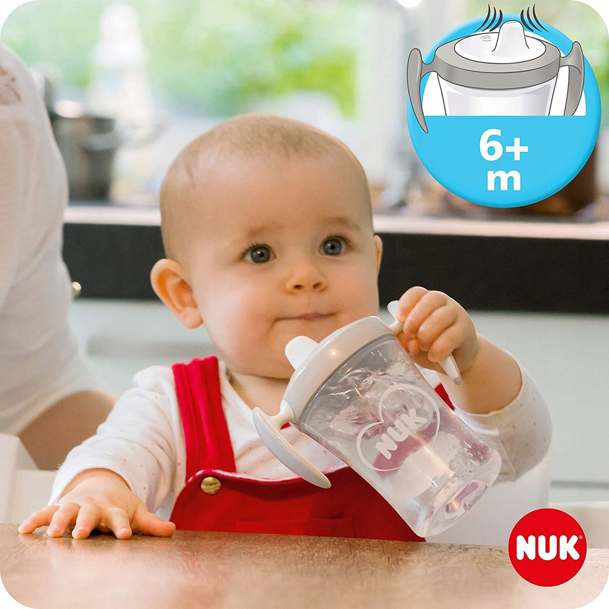 NUK zestaw do nauki picia kubek + 3 ustniki, kubek treningowy 230 ml dla niemowląt 6+ m