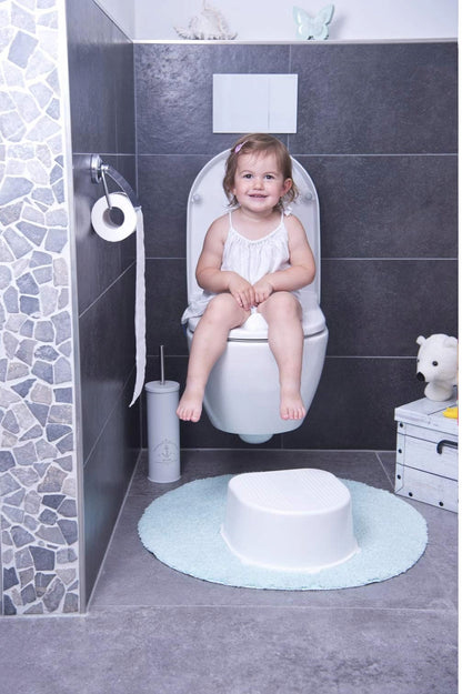 ROTHO Bella Bambina nakładka na sedes 24 m+ szara, dziecięca nakładka na toaletę z ergonomicznym oparciem