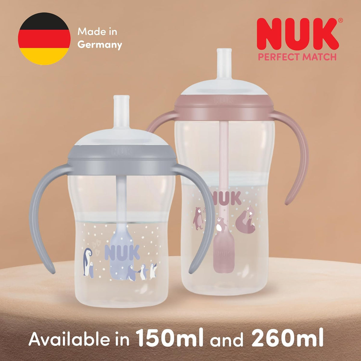 NUK Perfect Match lonček s slamico 260 ml 8m+