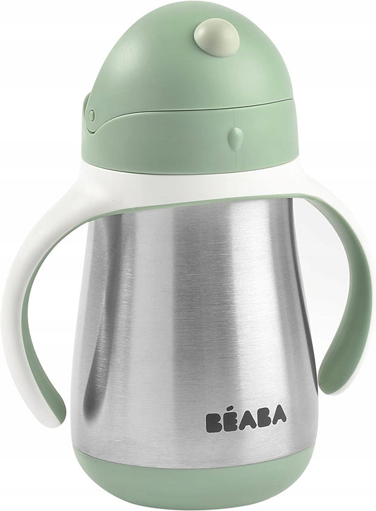 BEABA Trinkbecher mit Strohhalm, EDELSTAHL, 250 ml