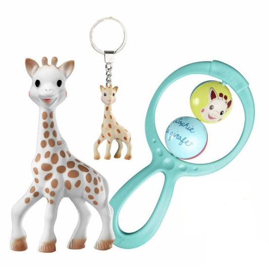 GIRAFFE SOPHIE babyset natuurlijke bijtring rammelaar hanger