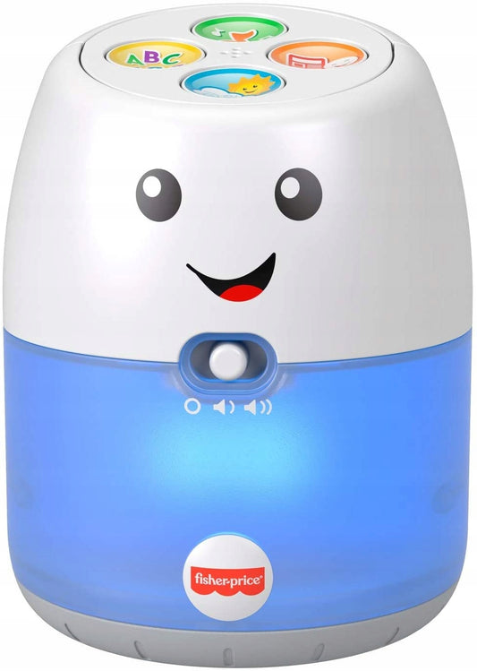 FISHER-PRICE interaktywny asystent mowy z muzyką i światłem j. niemiecki, niebiesko-biały, z przyciskami edukacyjnymi