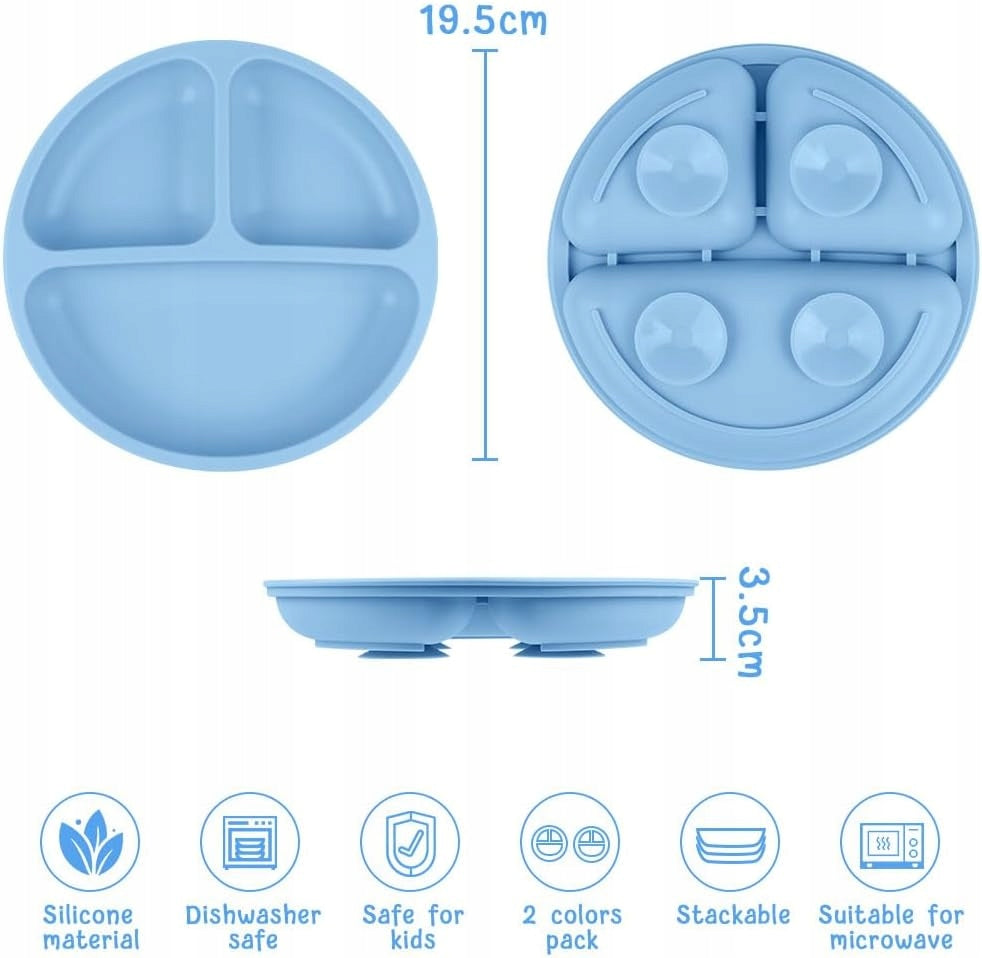 VICLOON plato dividido con ventosa x3 + cuchara x2 + tenedor x2
