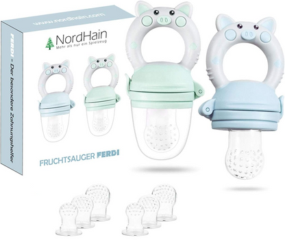 NORDHAIN dispensador de chupete para frutas para bebés 3-12 meses 2 unidades 6 boquillas