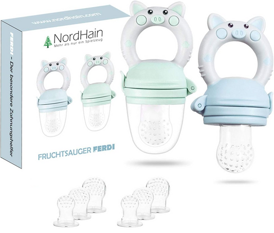 NORDHAIN dosatore succhietto per frutta per bambini 3-12 mesi 2 pezzi 6 tettarelle