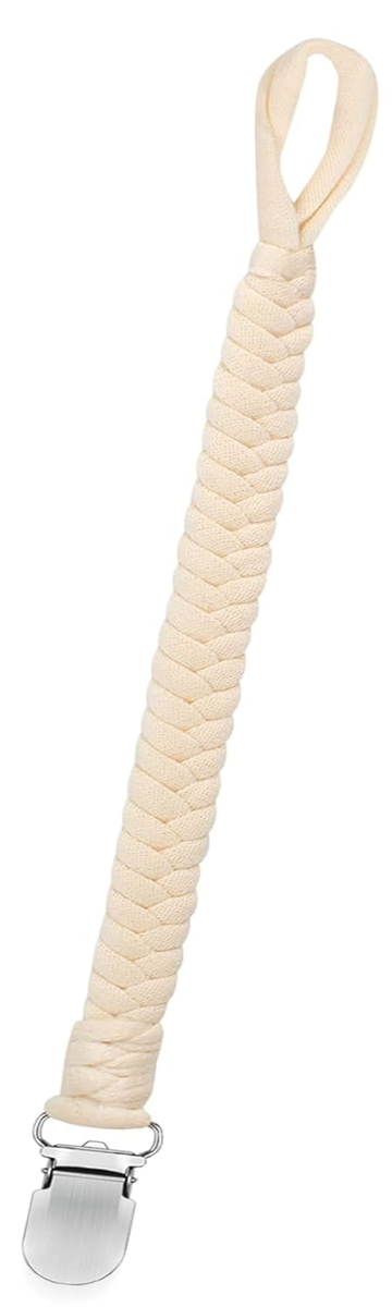 ANNHAO bombažna verižica za dudo s sponko 22 cm BEŽ