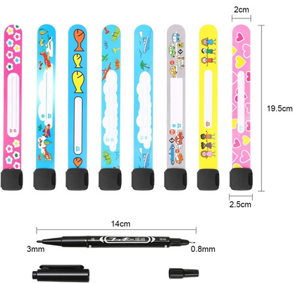 VICLOON pulseras SOS impermeables para niños 8 unidades + rotulador