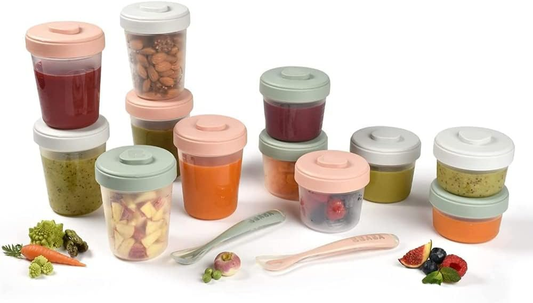 BEABA contenitori per alimenti 2x90 4x150 6x250 cucchiaino