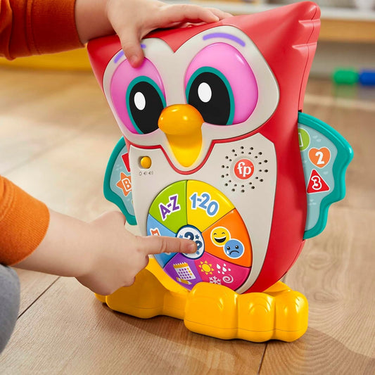 FISHER-PRICE interaktive Eule Lichter 90 Melodien Sätze FRANZÖSISCH 18m+