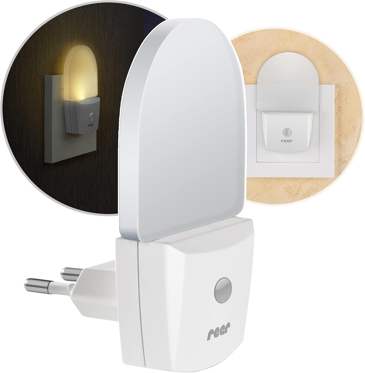 REER NightGuide LED-nočna lučka za vtičnico, senzor teme 6 x 9,5 cm