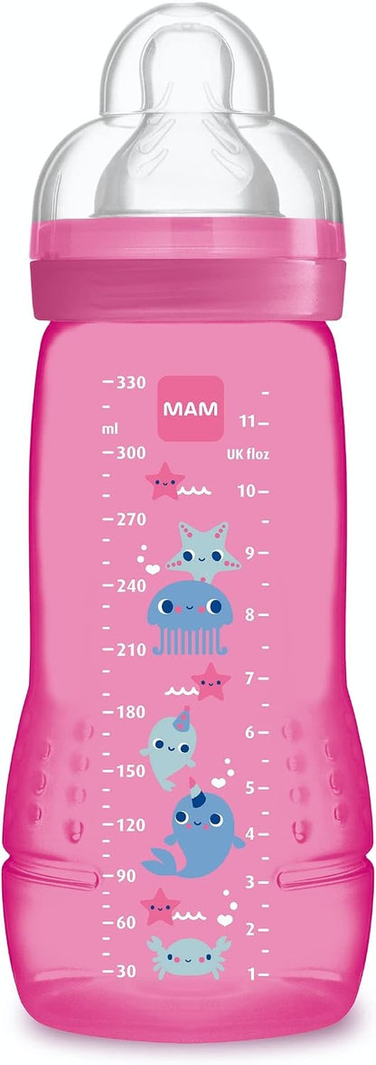 MAM Easy Active μπιμπερό 330 ml 4 m+ θηλή 3 ΘΑΛΑΣΣΙΑ ΠΛΑΣΜΑΤΑ