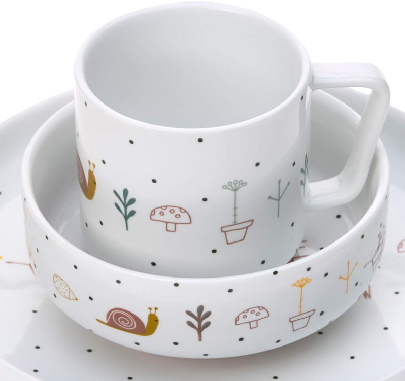 LASSIG Garden Explorer set de vajilla de porcelana para niños