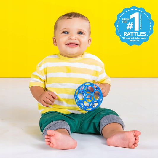 BRIGHT STARTS Oball Rattle silikonsko držalo in grizalo z ropotuljico 10 cm