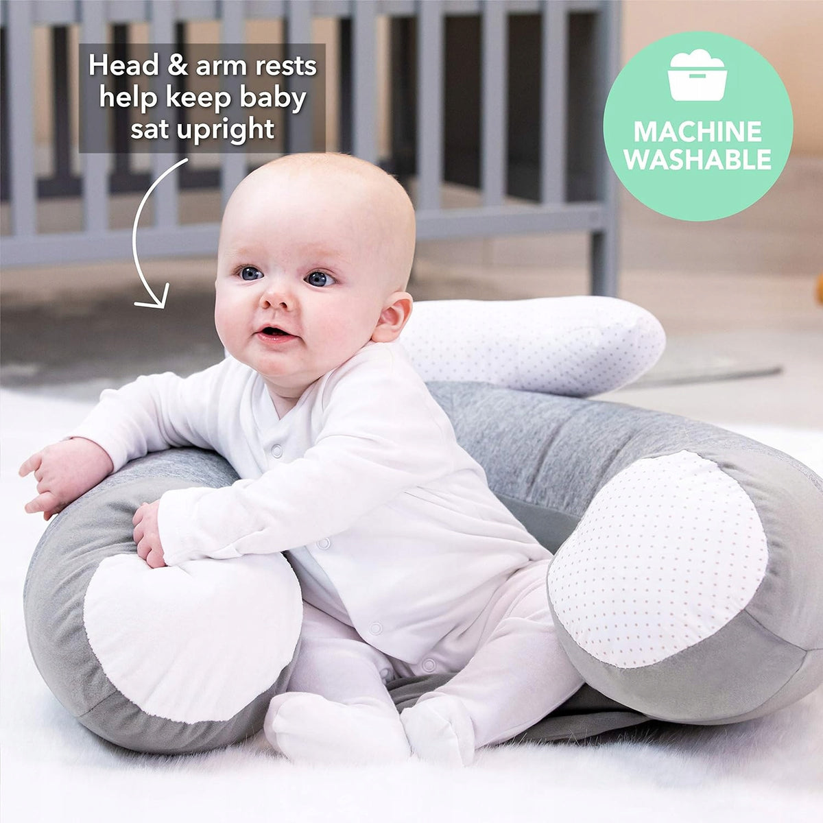 NUBY SIT-ME-UP siedzisko dla niemowląt z podparciem głowy i ramion, można prać w pralce