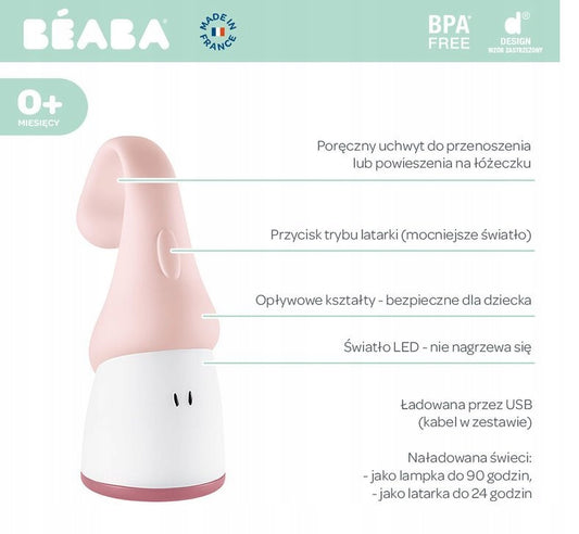 BEABA Pixie 2en1 linterna portátil lámpara nocturna LED para bebés