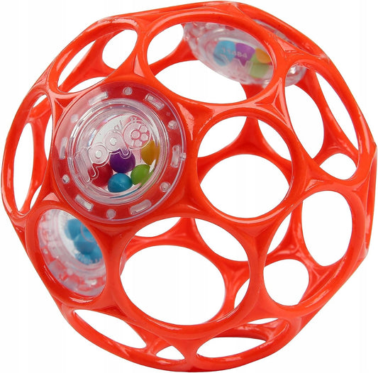 BRIGHT STARTS Oball Rattle grizalo z ročajem in ropotuljicami 10 cm