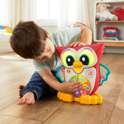 FISHER-PRICE interaktivna SOVA, lučke, 90 melodij in stavkov, FRANCOŠČINA, 18 m+