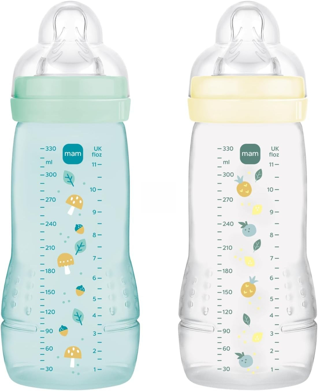 MAM Easy Active komplet stekleničk 2x 330 ml, 6 m+, cuclj 4, zelo hiter pretok