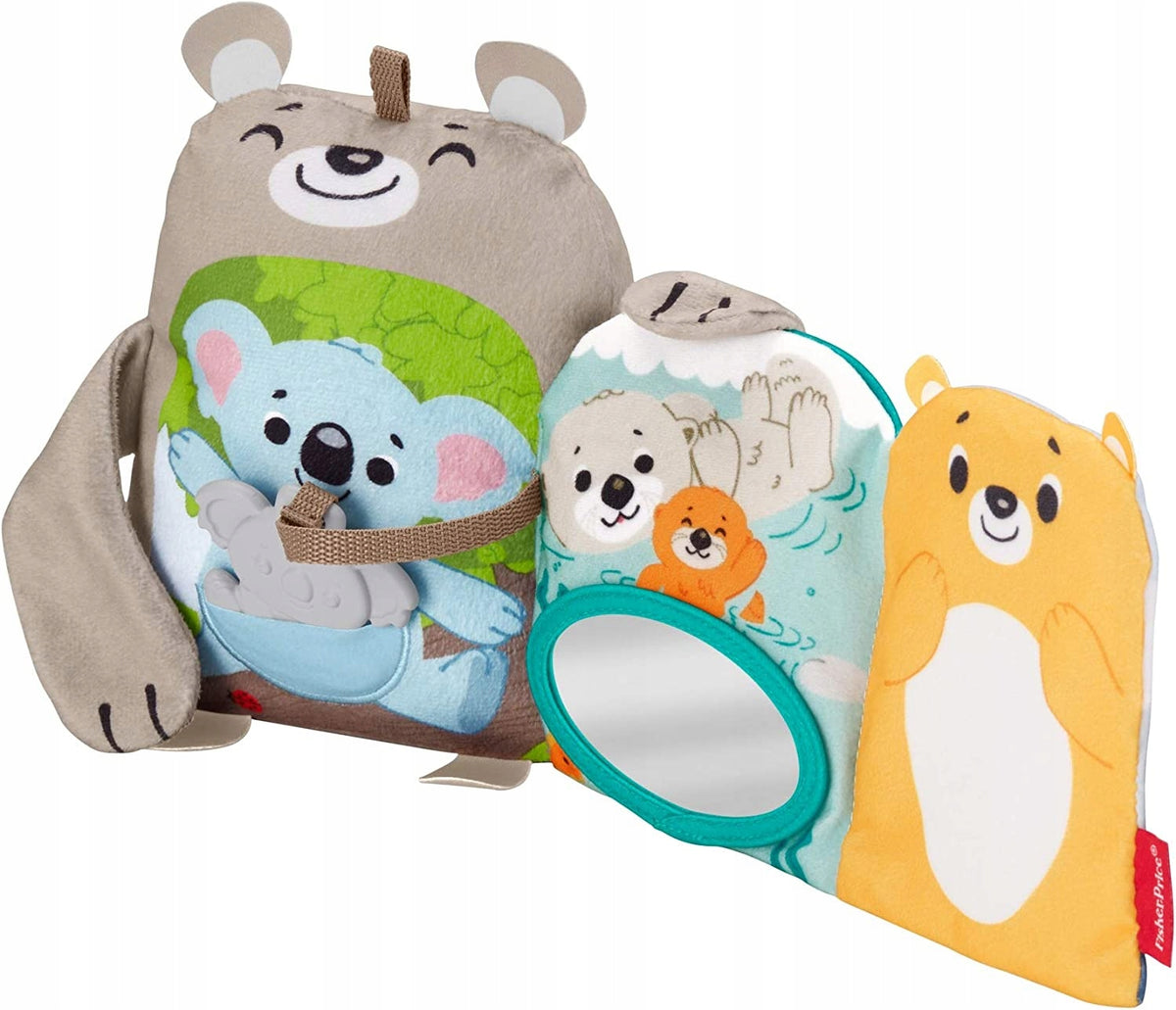 FISHER-PRICE książeczka aktywizująca sensor 3m+ z pluszowym misiem, kołderką i lusterkiem