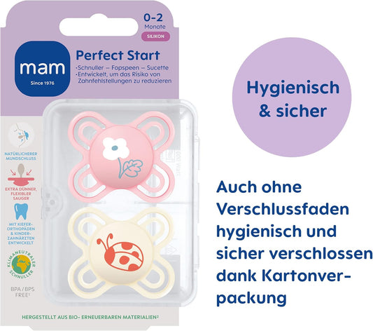 MAM Perfect START sucette apaisante x2 0-2 mois+ boîte