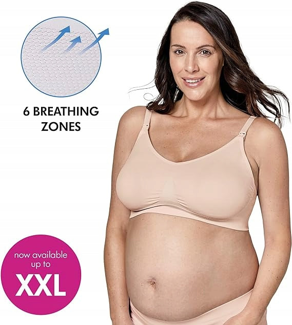 MEDELA KEEP COOL ULTRA biustonosz do karmienia + wkładki L beżowy, bezszwowy, oddychający, z 6 strefami wentylacji