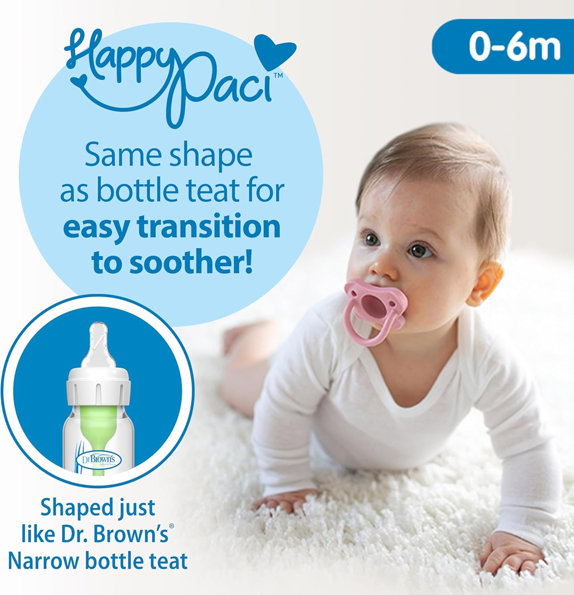 DR BROWN'S HappyPaci chupete calmante x2 0-6 meses para bebés