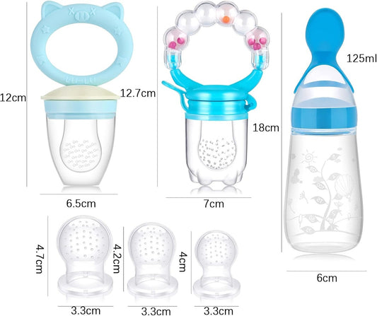 KOSHINE grizalo za sadje 2 kosa, 5 nastavkov + žlička 125 ml in verižica