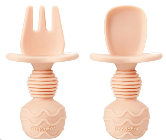 PANDAEAR silikónová súprava: 2-dielne tanieriky, 2 lyžice, 2 vidličky