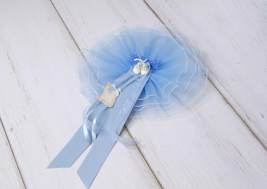 MARELI fiocco nascita 32 cm ceramica tulle raso