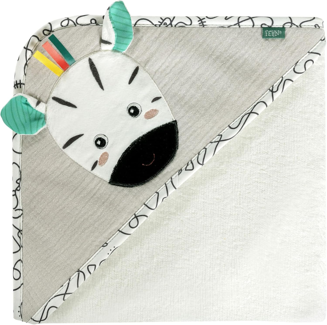 FEHN toalla con capucha cebra 80x80 cm para bebés