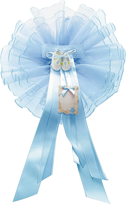 MARELI fiocco nascita 32 cm ceramica tulle raso