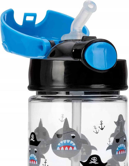 NUBY Vaso con pajita de tritán, botella con pajita 4m+ 540 ml TIBURÓN