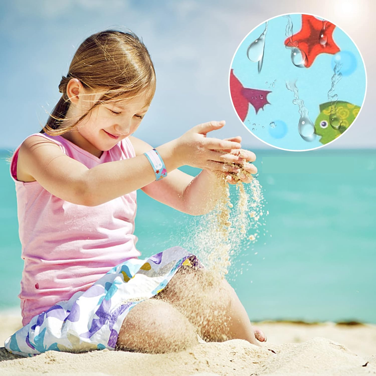 Pulseras SOS impermeables para niños 8 unidades