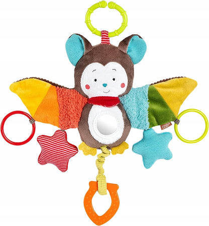 FEHN Anhänger mit Rassel und Greifling für Kinderwagen, Babyschale FLEDERMAUS 29 cm