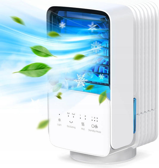 OMISOON Air Cooler mini climatizzatore 700 ml con pannello touch e luce