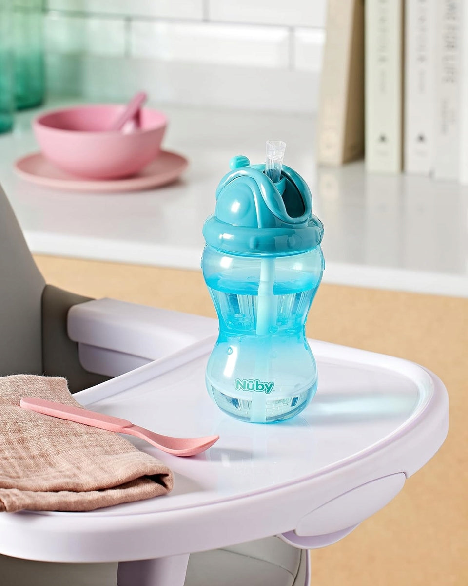 NUBY Flip-it Cup lonček z ustnikom in slamico proti polivanju 12 m+ 360 ml