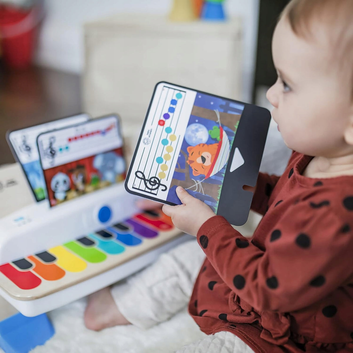 HAPE BABY EINSTEIN piano táctil de madera + 5 tarjetas musicales
