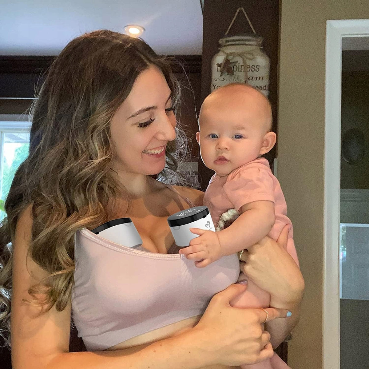 BELLABABY laktator elektryczny muszlowy bezprzewodowy, mama z dzieckiem używa dyskretnych pomp do karmienia