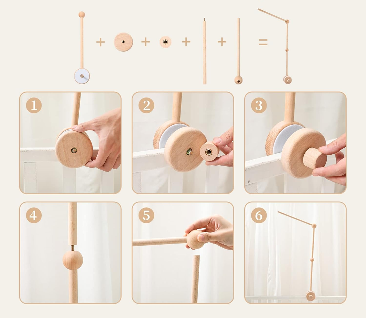 LASS UNS EINEN drehbaren hölzernen Mobile-Halter für das Babybett BAUEN