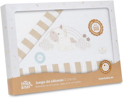 INTERBABY 3-delni komplet posteljnine 60x120 / 40x60 / 110x155