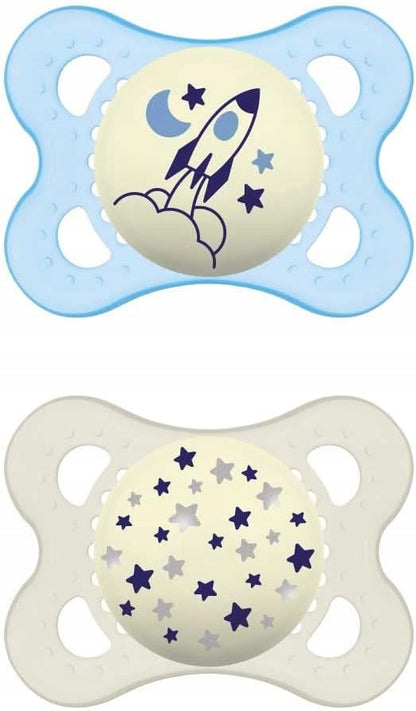 MAM ORIGINAL NIGHT smoczek uspokajający x2 2-6m SILIKON świecący w ciemności, ortodontyczny, BPA free