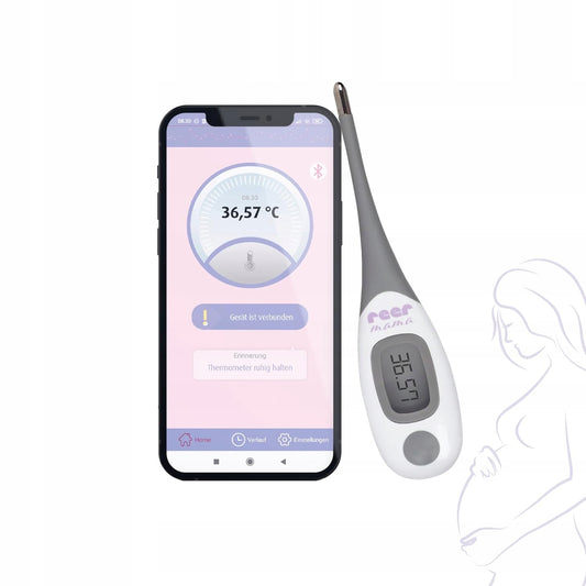 REER Mama doustny termometr elektroniczny owulacyjny Z APLIKACJĄ + etui, z telefonem i wyświetlaczem pomiaru