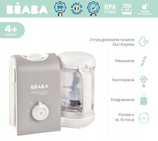 BEABA Babycook Express 4 in 1 vaporiera, frullatore, scongelatore, scaldavivande