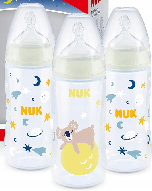 NUK First Choice+ Nacht set van 3 flessen 300 ml 6-18 m speen M