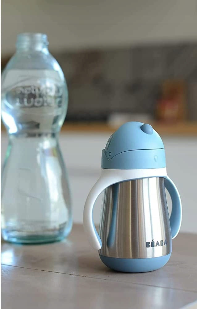 BEABA Trinklernbecher mit Trinkhalm EDELSTAHL 250 ml
