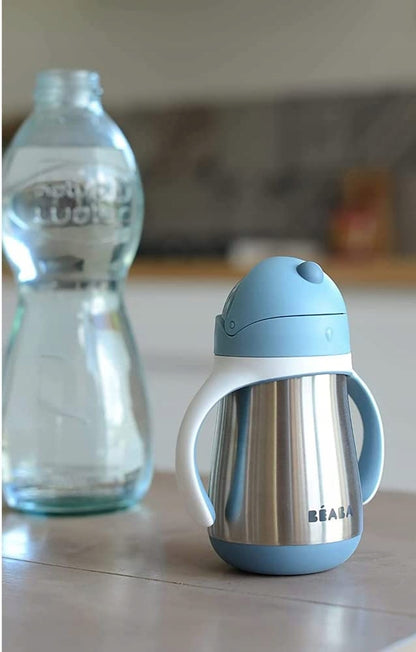 BEABA Trinklernbecher mit Trinkhalm EDELSTAHL 250 ml